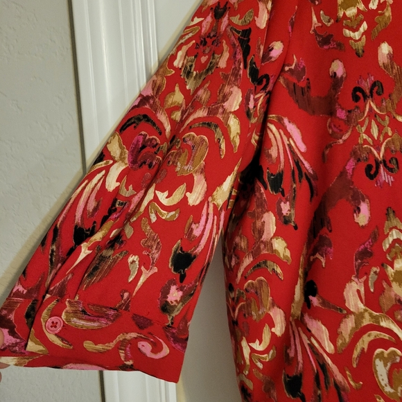 Dana Buchman three-quarter Sleeve Blouse Flowy and Floral XL - Picture 4 of 4